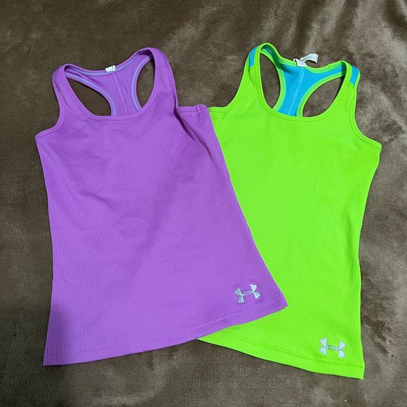 Under Armour Other - Girls Under Armour Ribbed Tank Tops Bundle Lot Heat Gear Youth Small YSM